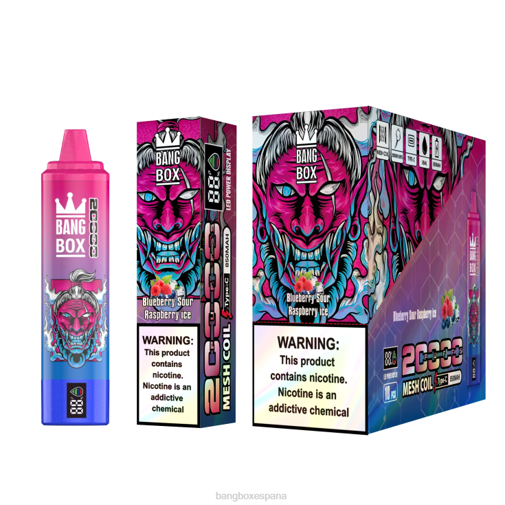 Bang Beach Vape - Bang Box Pantalla inteligente de 20000 inhalaciones arándano frambuesa agria hielo