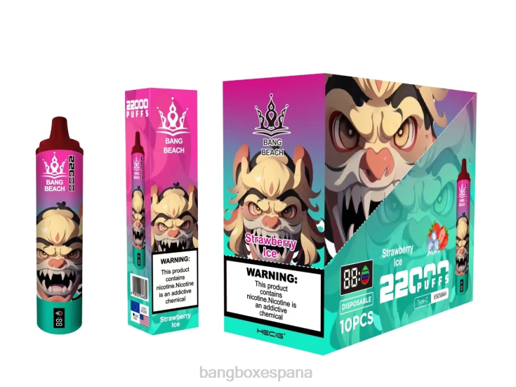 Bang Beach Vape - Bang Beach Pantalla inteligente de 22000 inhalaciones hielo de fresa